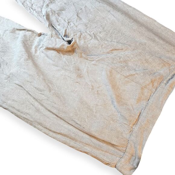 Philippe Adec High Waist Wide Leg Beige Linen Pants Size 10 - Picture 5 of 9